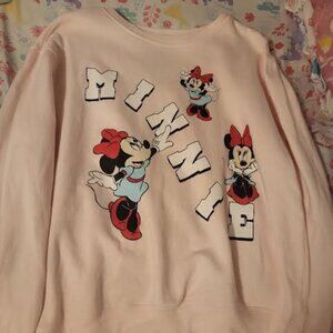 Juniors Disney Minnie Mouse Pink Crewneck Shirt Size XL